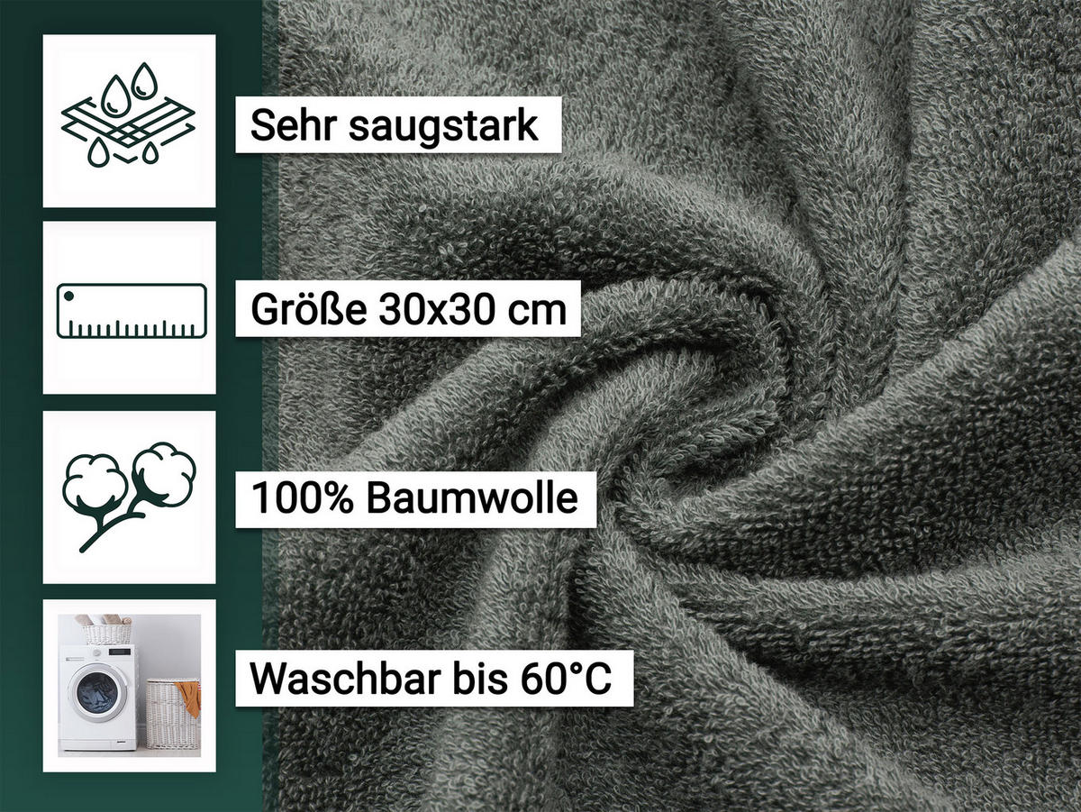 SEIFTÜCHER, 10er-Set, 30x30 cm, 100% Baumwolle - Anthrazit, Textil (30/30cm) - Zollner