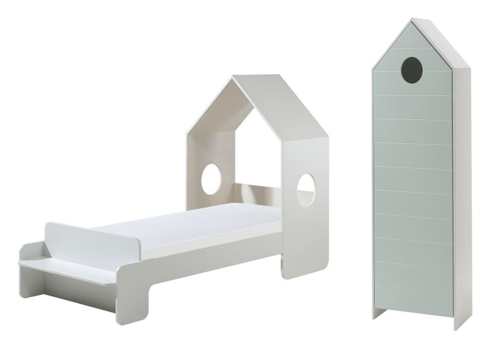 KINDERZIMMER Set Kania Komplettset MDF+Holzwerkstoff Weiß /Mint - Weiß/Grün, Holzwerkstoff (288/1/131cm) - 58aufmkessel