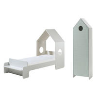 KINDERZIMMER Set Kania Komplettset MDF+Holzwerkstoff Weiß /Mint - Weiß/Grün, Holzwerkstoff (288/1/131cm) - 58aufmkessel