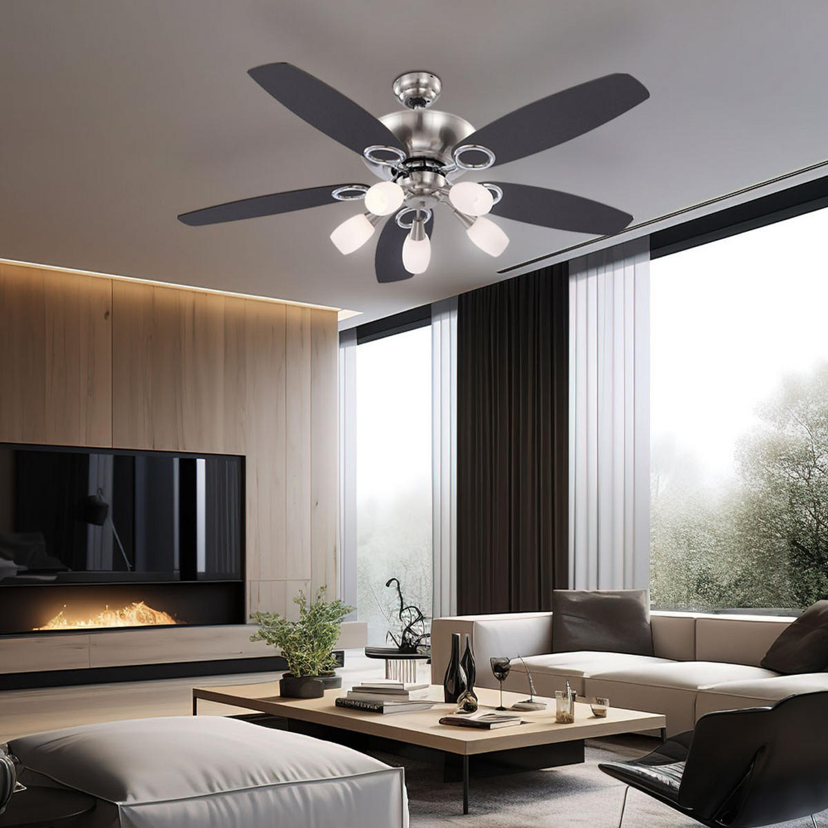 LED DECKENLEUCHTE Jerry Braun Glas - Braun, Glas (130/130/49.5cm) - Globo Lighting