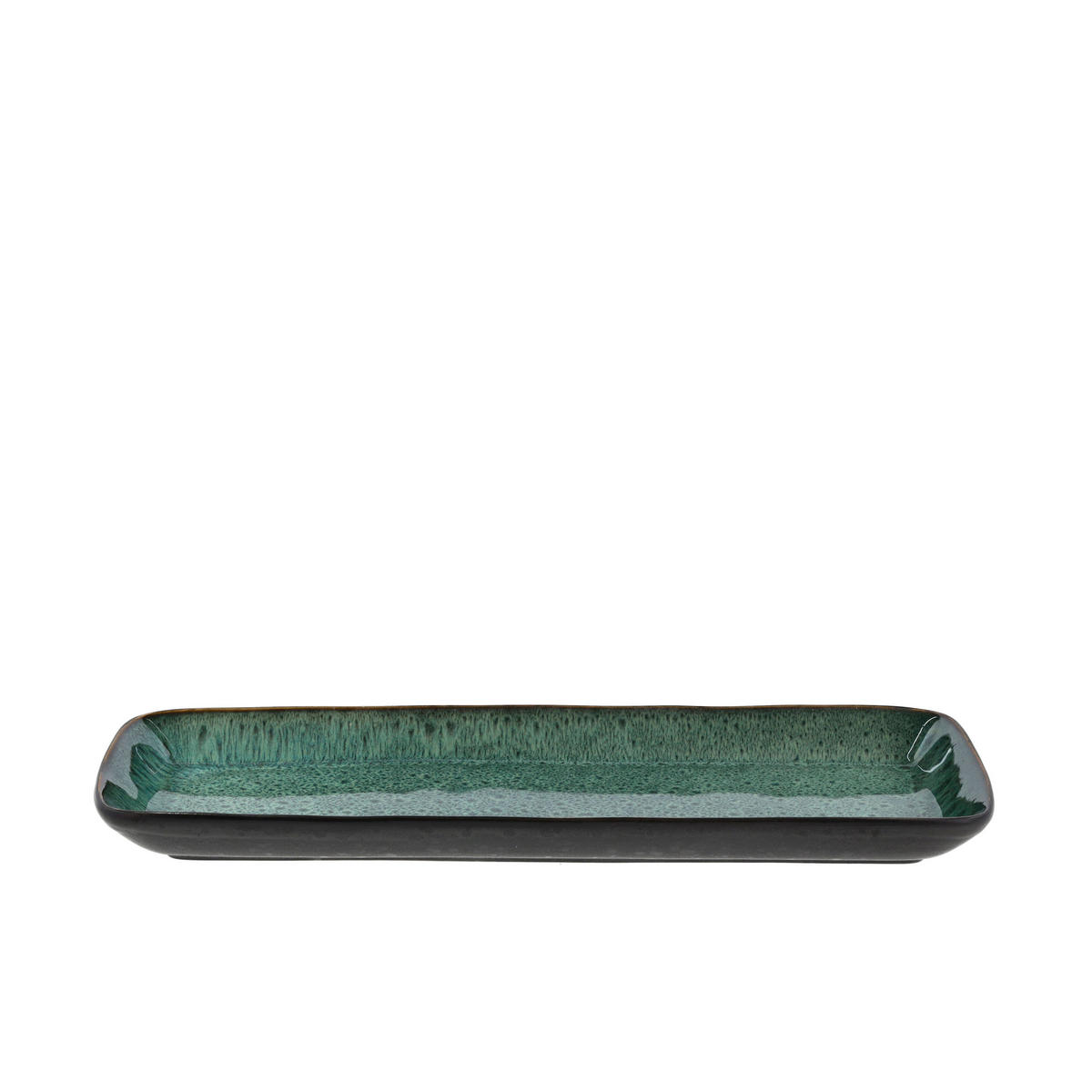 SERVIERPLATTE rechteckig 38 x 14 cm Schwarz/Grün - Schwarz, Keramik (14.3/3.5/38.2cm) - Bitz