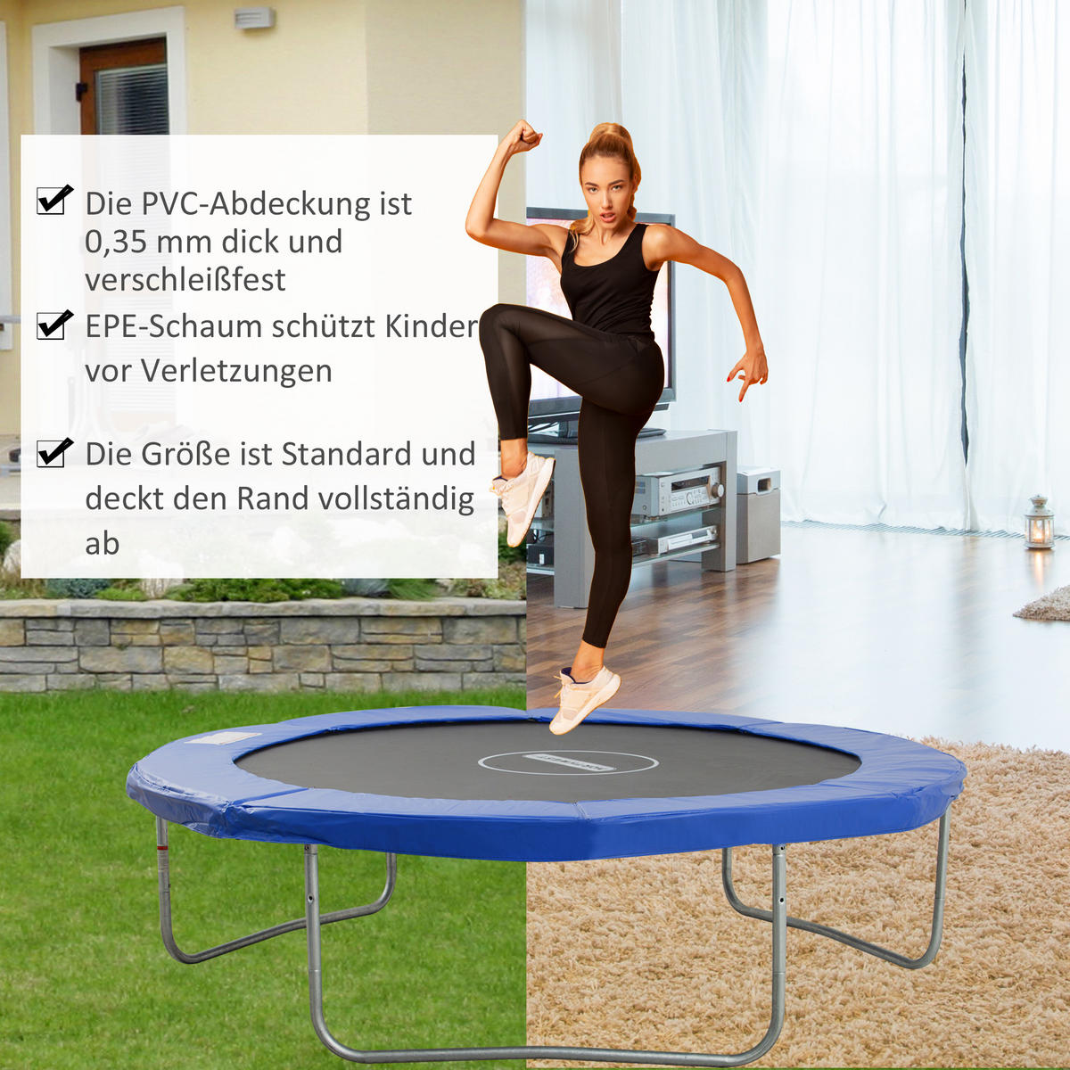 RANDABDECKUNG, PE, Blau, Ø244 cm - Blau, Kunststoff (244/244cm) - HOMCOM