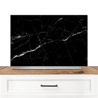 SPRITZSCHUTZ KÜCHE Marmoroptik - Schwarz - Luxus 90x60 cm - Grau, Metall (90/0.3/60cm) - MuchoWow