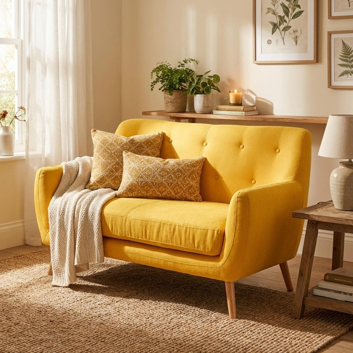 2-SITZER Irvine - Gelb - Gelb, Textil (125/82/56cm) - Pasmara