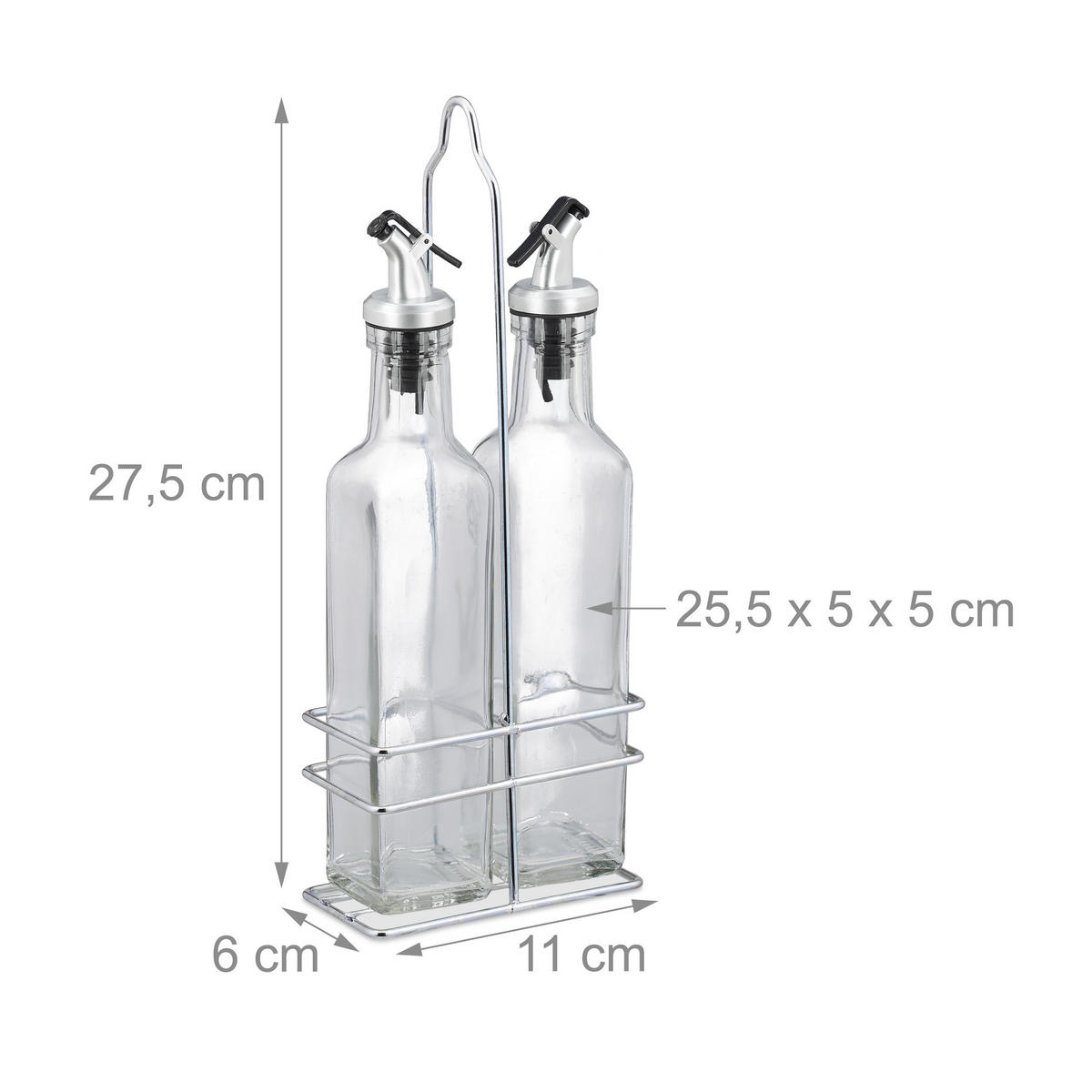 ESSIG-ÖLSPENDER - Transparent, Glas/Kunststoff (11/27.5/6cm) - Relaxdays