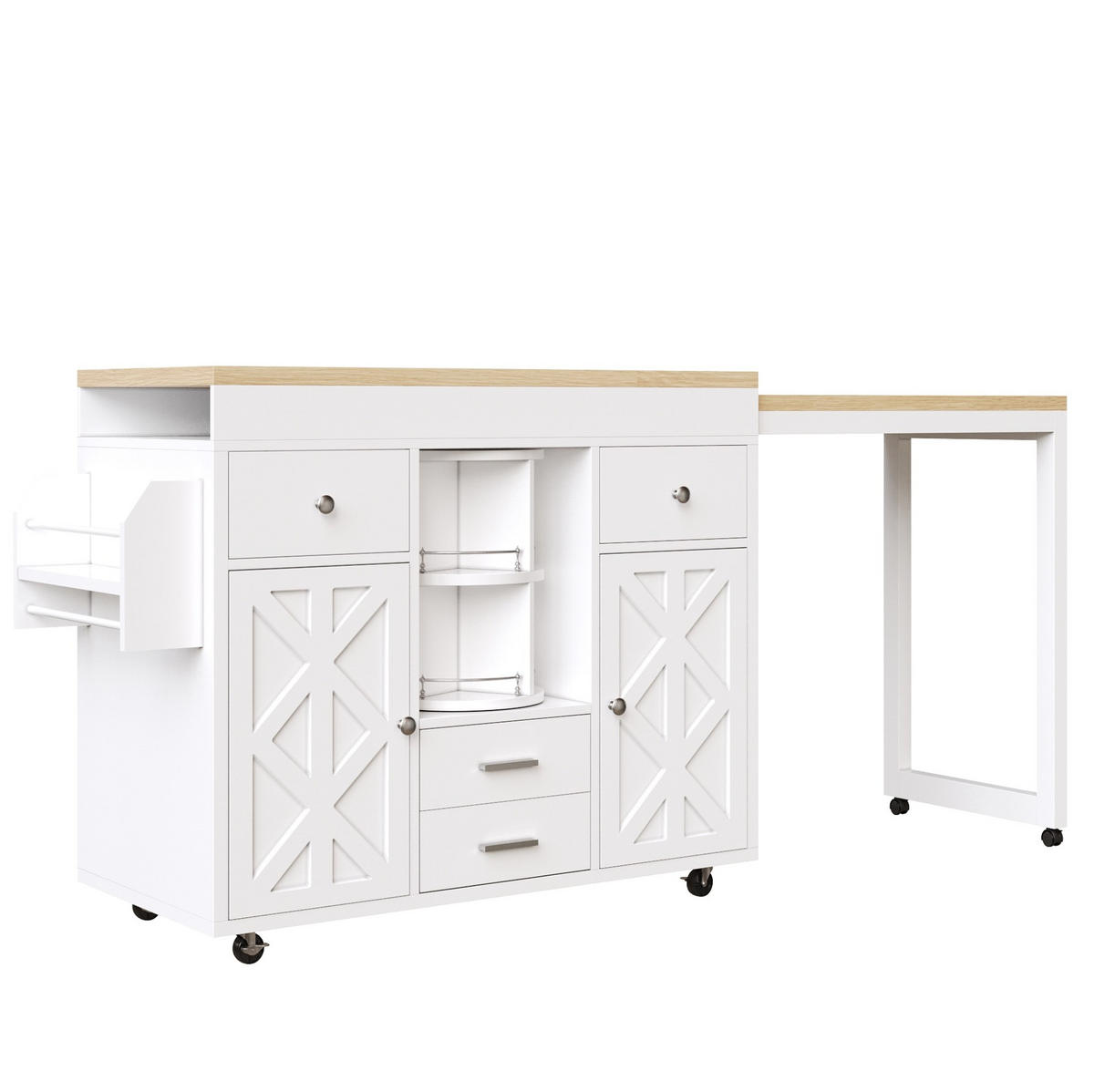BARTISCH ausziehbar 110-180 cm Weiß MDF - Weiß, Holz (40/91/180cm) - Beauniv