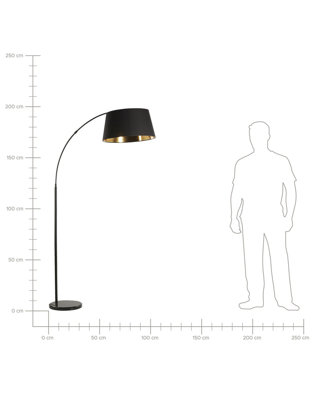 STEHLAMPE Yabus 109/50/197 cm - Schwarz, Metall (109/50/197cm) - Beliani