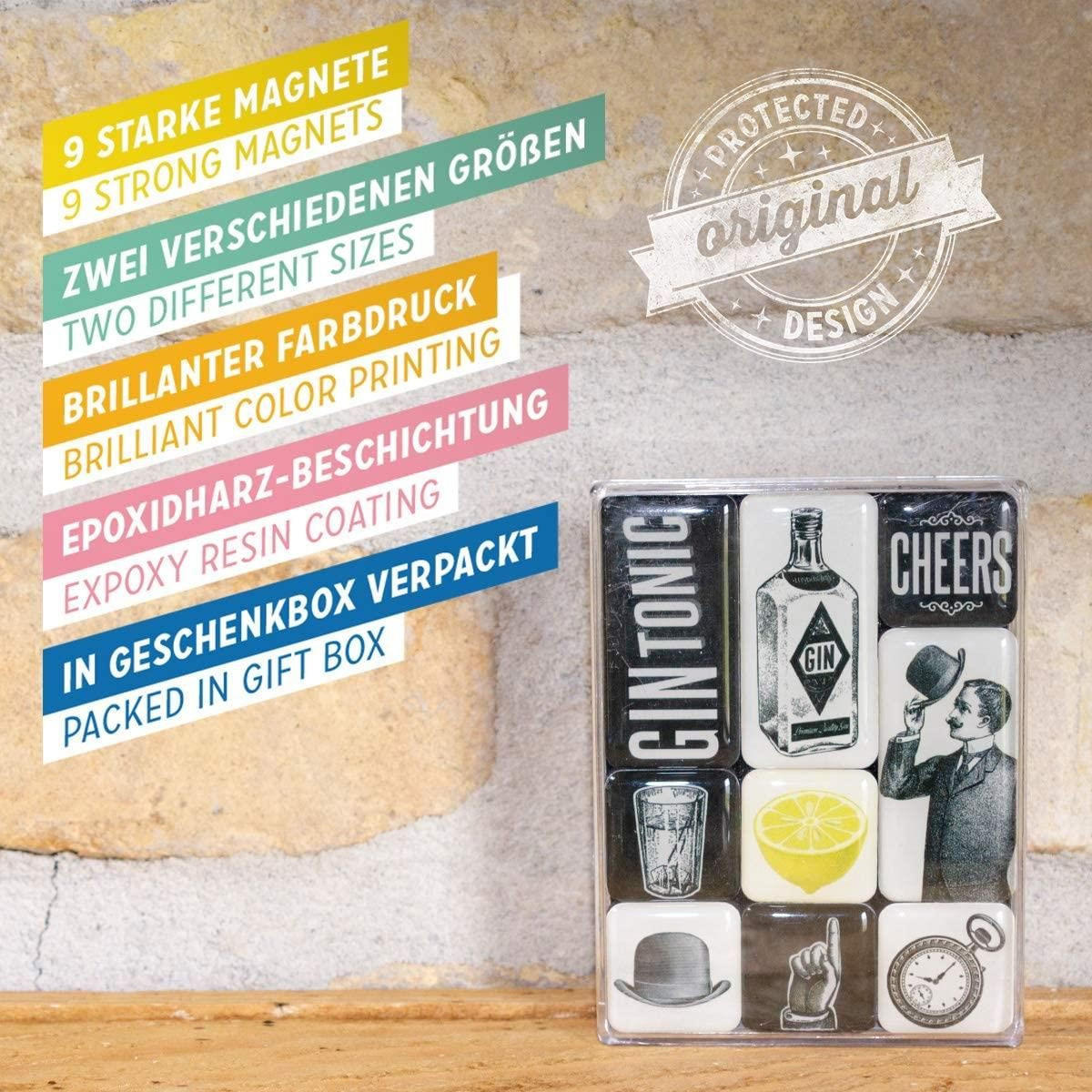 MAGNETSET 9-teilig Open Bar Gin Tonic - Multicolor, Metall (7/9/2cm) - Nostalgic-Art
