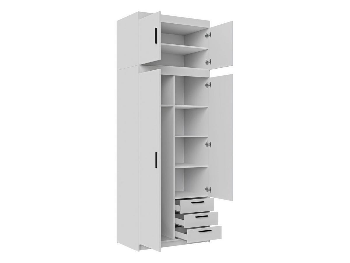 KLEIDERSCHRANK Elena 2D3S + Schrankaufsatz - Silberfarben/Sonoma Eiche, Holzwerkstoff/Kunststoff (90/246/53cm) - MIRJAN24