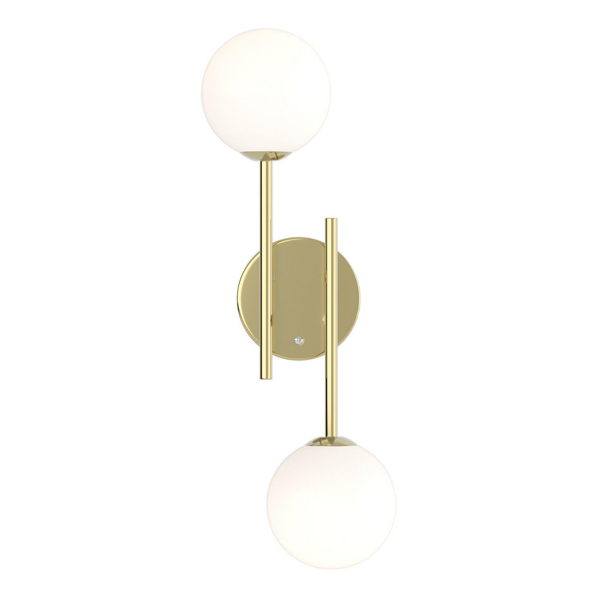 AKKU-WANDLEUCHTE - Dimmbar - 2-flammig - Goldfarben/Weiß, Glas/Metall (18/50/22cm) - home24