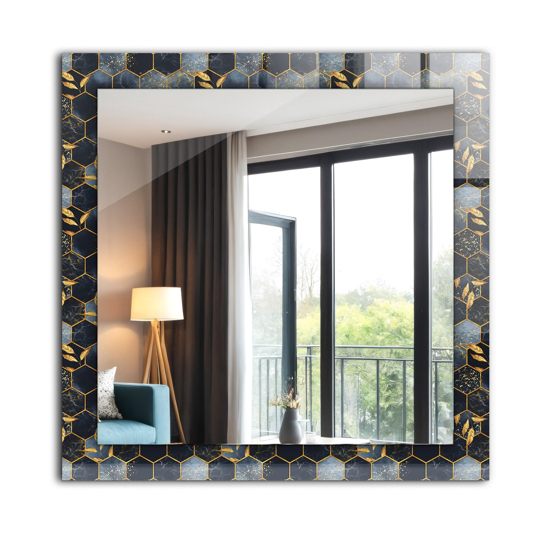 SPIEGEL 60 x 60 cm Rechteckig mit Aufdruck - Waldgrün, Glas (60/60/0.4cm) - TULUP