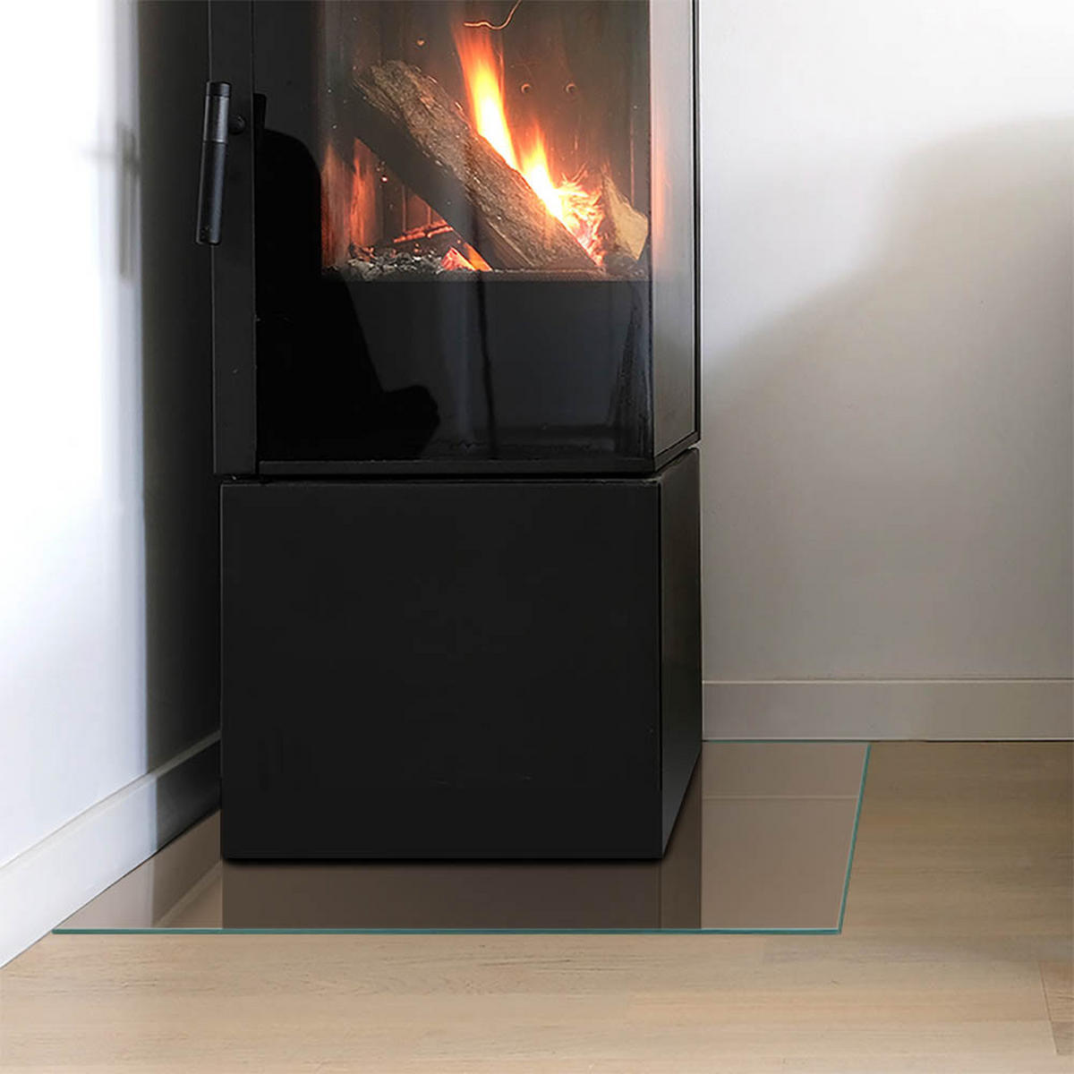 GLASPLATTE für Kamin 50 × 50 cm Braun - Braun, Glas (50/50/0.4cm) - ArtPrintCave