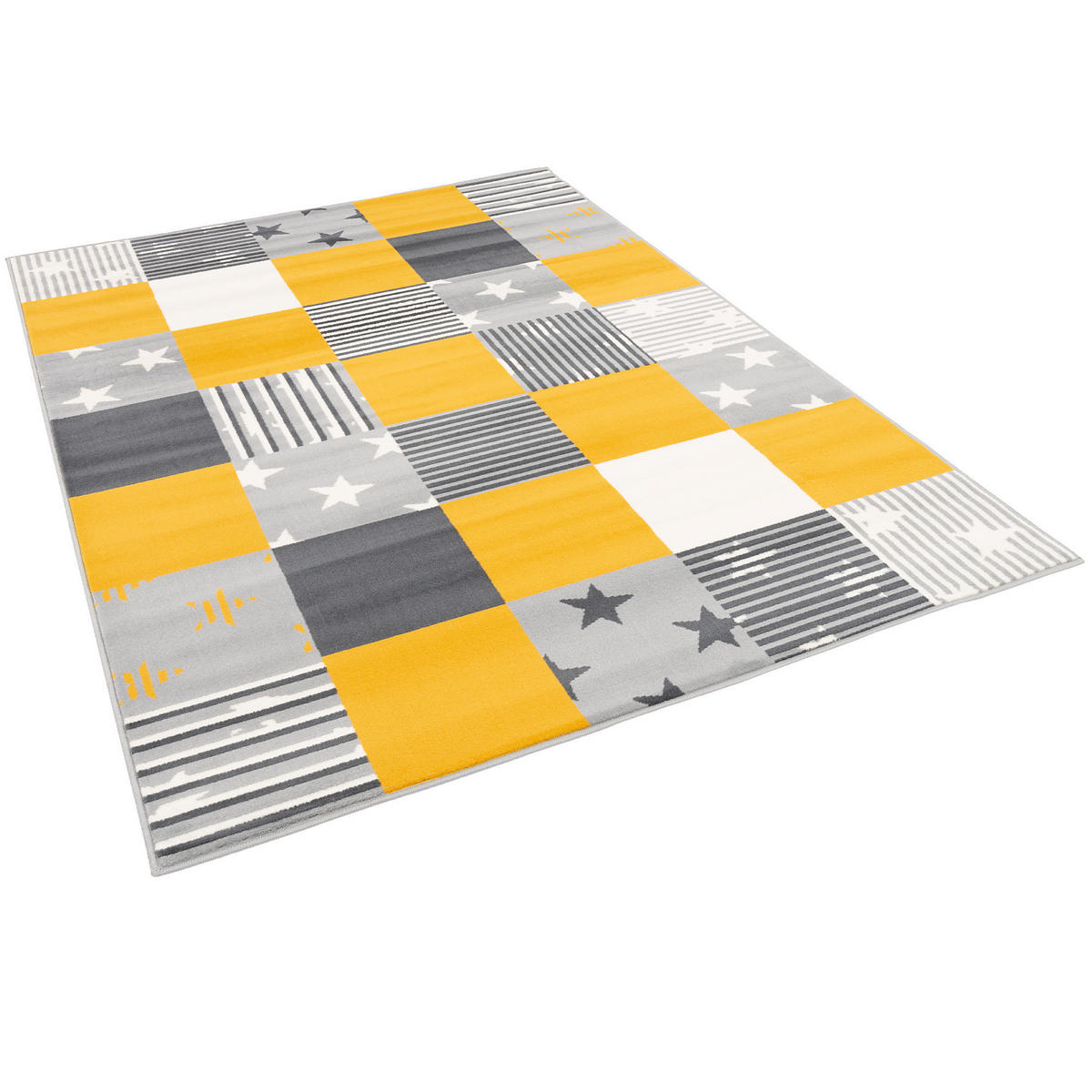 KINDER UND JUGEND TEPPICH SAMBA KARO STERNE - Gelb, Textil (190/280cm) - Pergamon