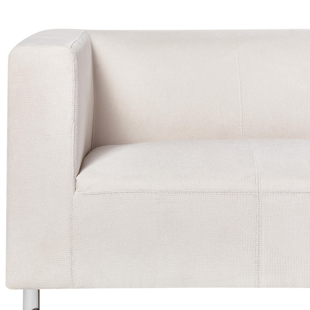 3-SITZER-SOFA Stoff cremeweiß Floro - Silberfarben/Weiß, Textil (179/74/83cm) - Beliani