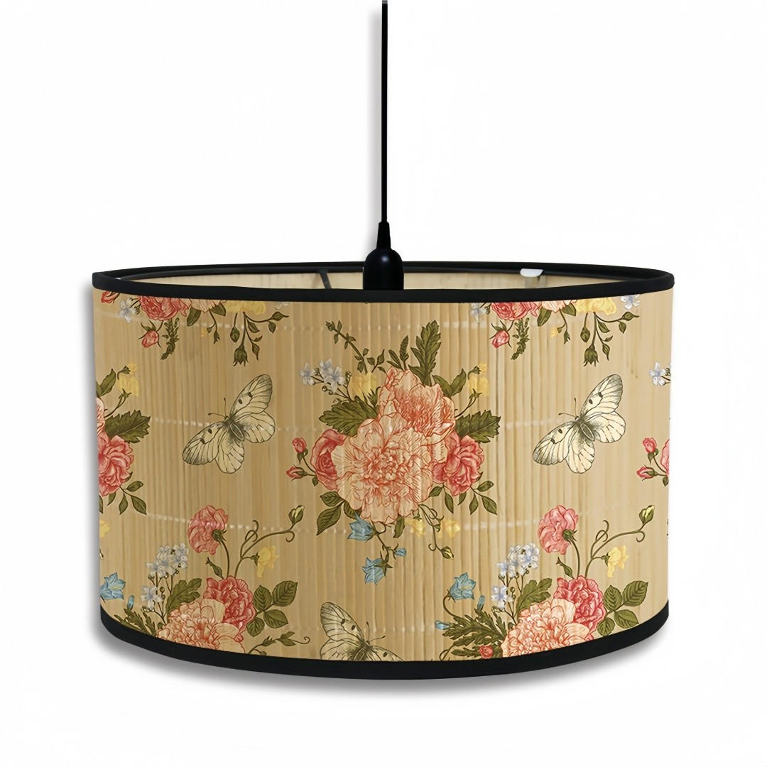 LAMPENSCHIRM Bambus Muster 30/30/20 cm - Gelb, Naturmaterialien (30/30/23cm) - Weltevree
