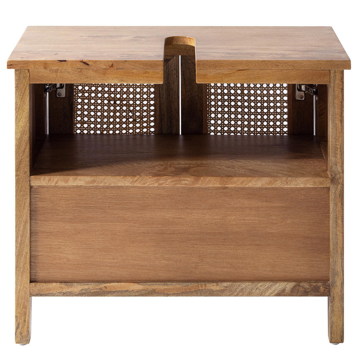 WASCHBECKENUNTERSCHRANK - Mango massiv / Wiener Geflecht - Braun, Holz/Naturmaterialen (70/60/40cm) - home24