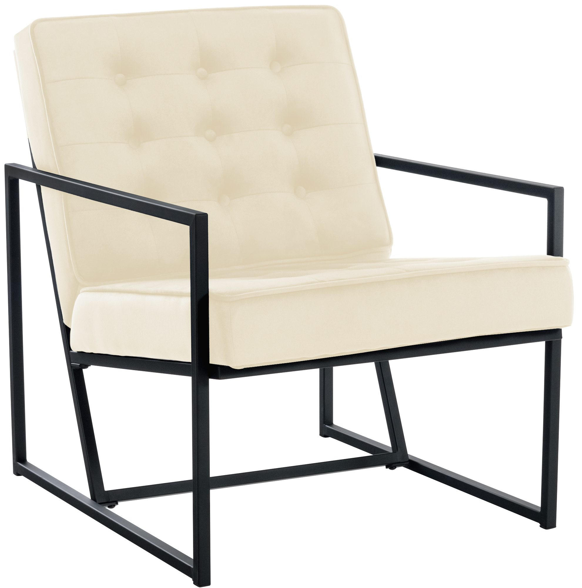 SESSEL Samt creme - Creme/Schwarz, Textil/Metall (63/79.5/83cm) - CLP