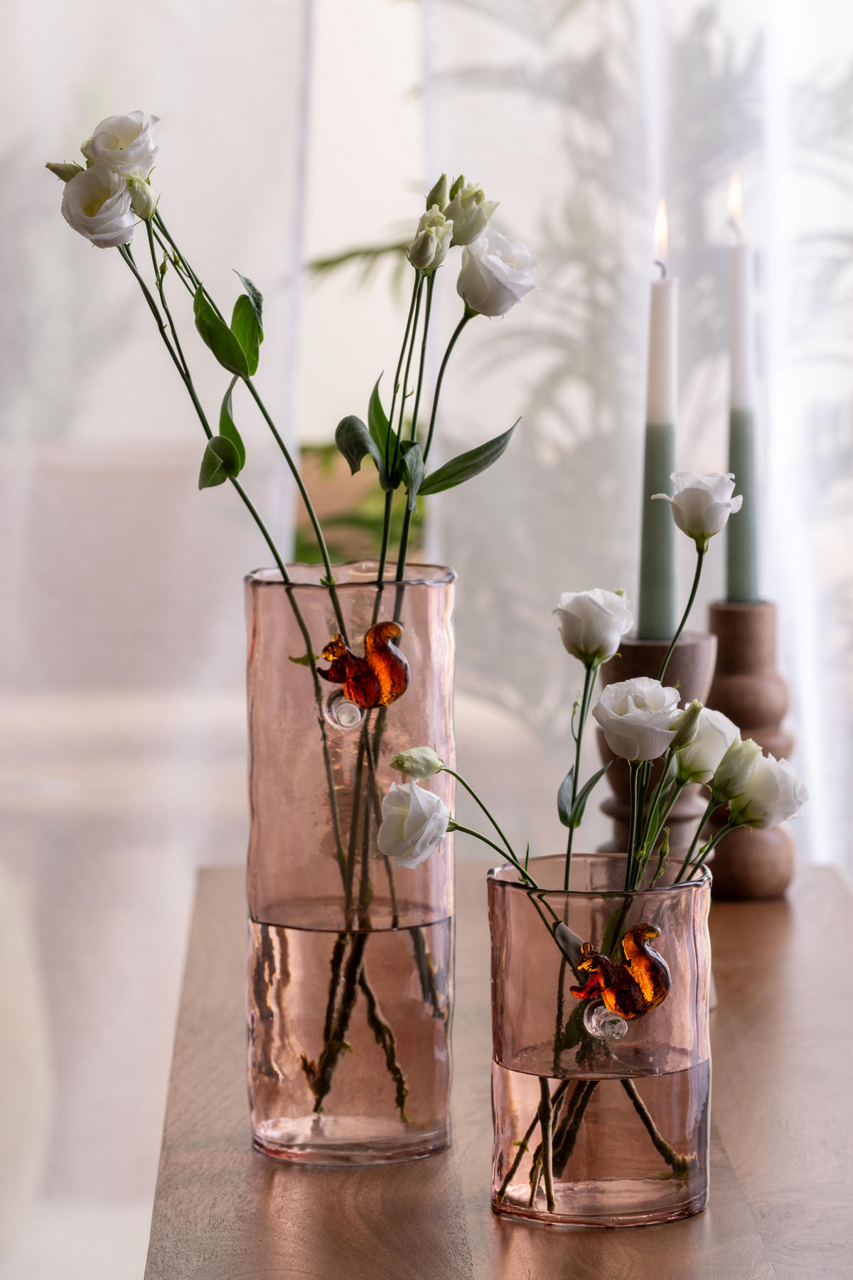 VASE Squirrel On Branch Small - Rosa - 15 cm - Pink, Glas (9.5/15cm) - Present Time