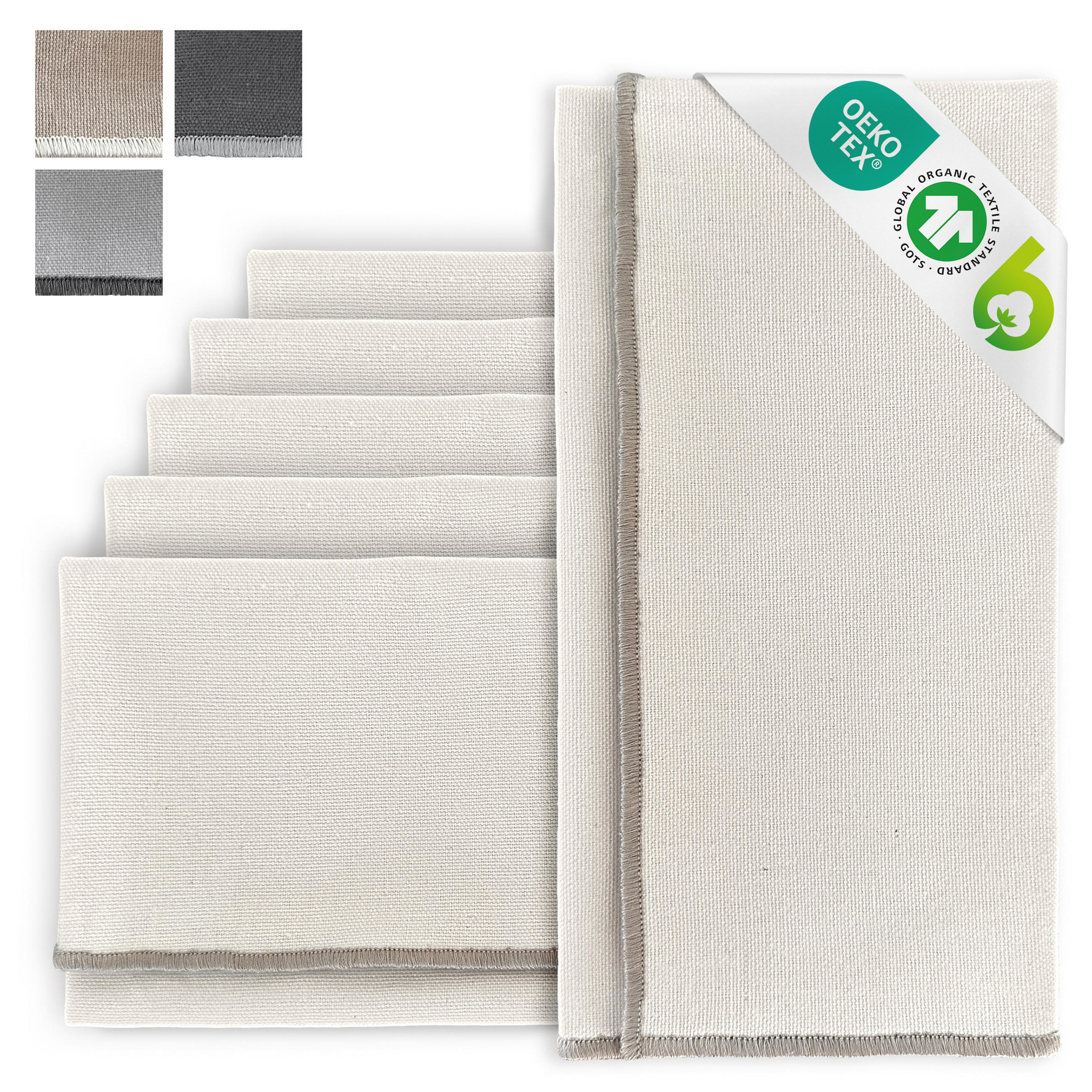 STOFFSERVIETTEN aus Baumwolle 6er-Set - Creme, Textil (45/45cm) - Miqio Design