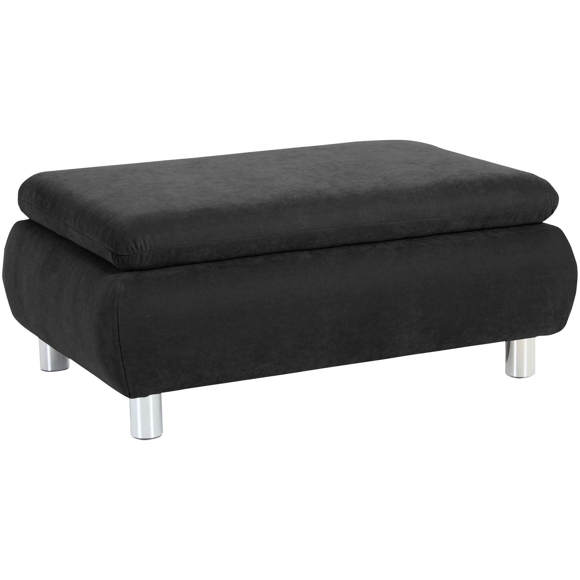 HOCKER Kaye Bezug Veloursstoff Metallfuß verchromt / schwarz - Schwarz, Kunststoff (90/43/60cm) - 58aufmkessel