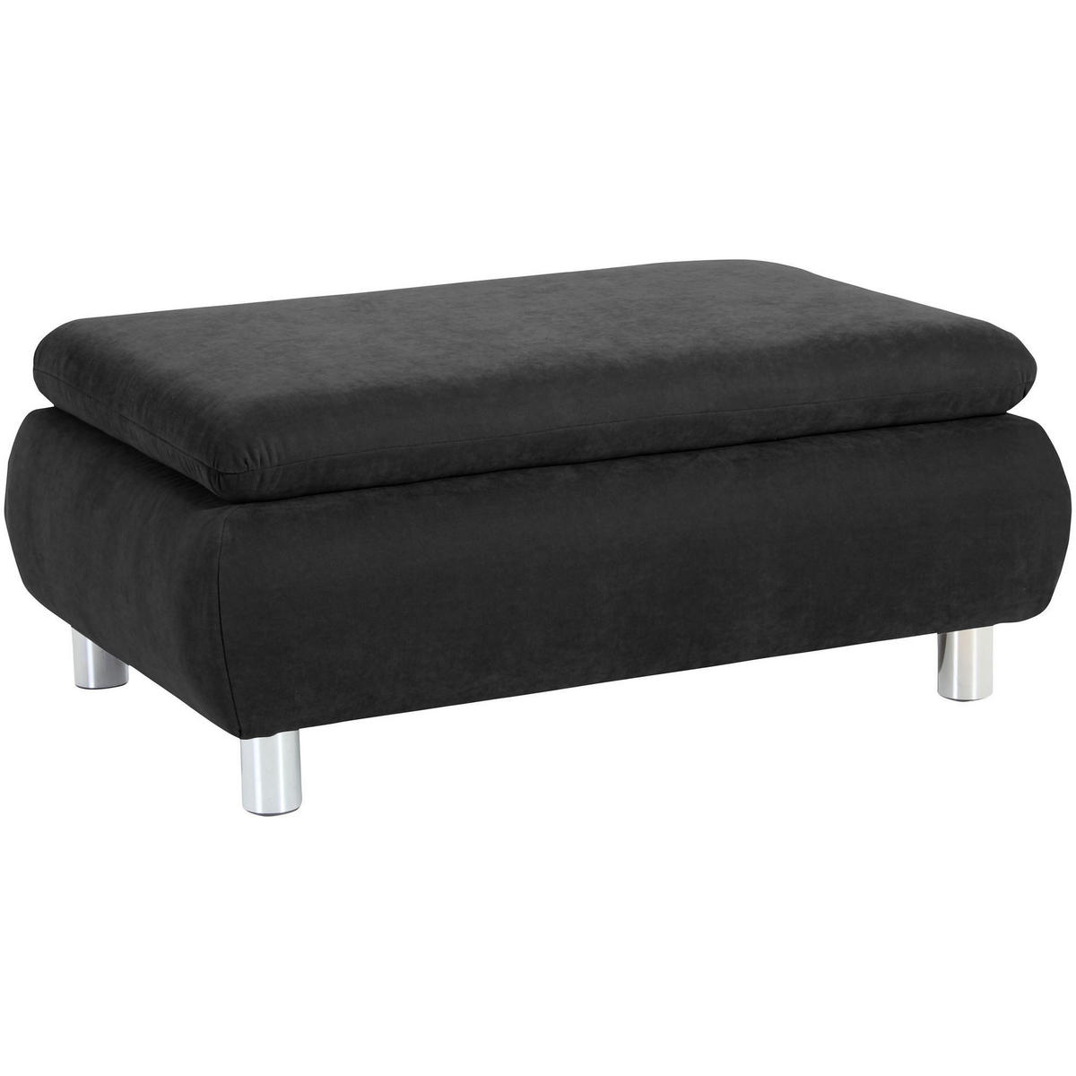HOCKER Kaye Bezug Veloursstoff Metallfuß verchromt / schwarz - Schwarz, Kunststoff (90/43/60cm) - 58aufmkessel