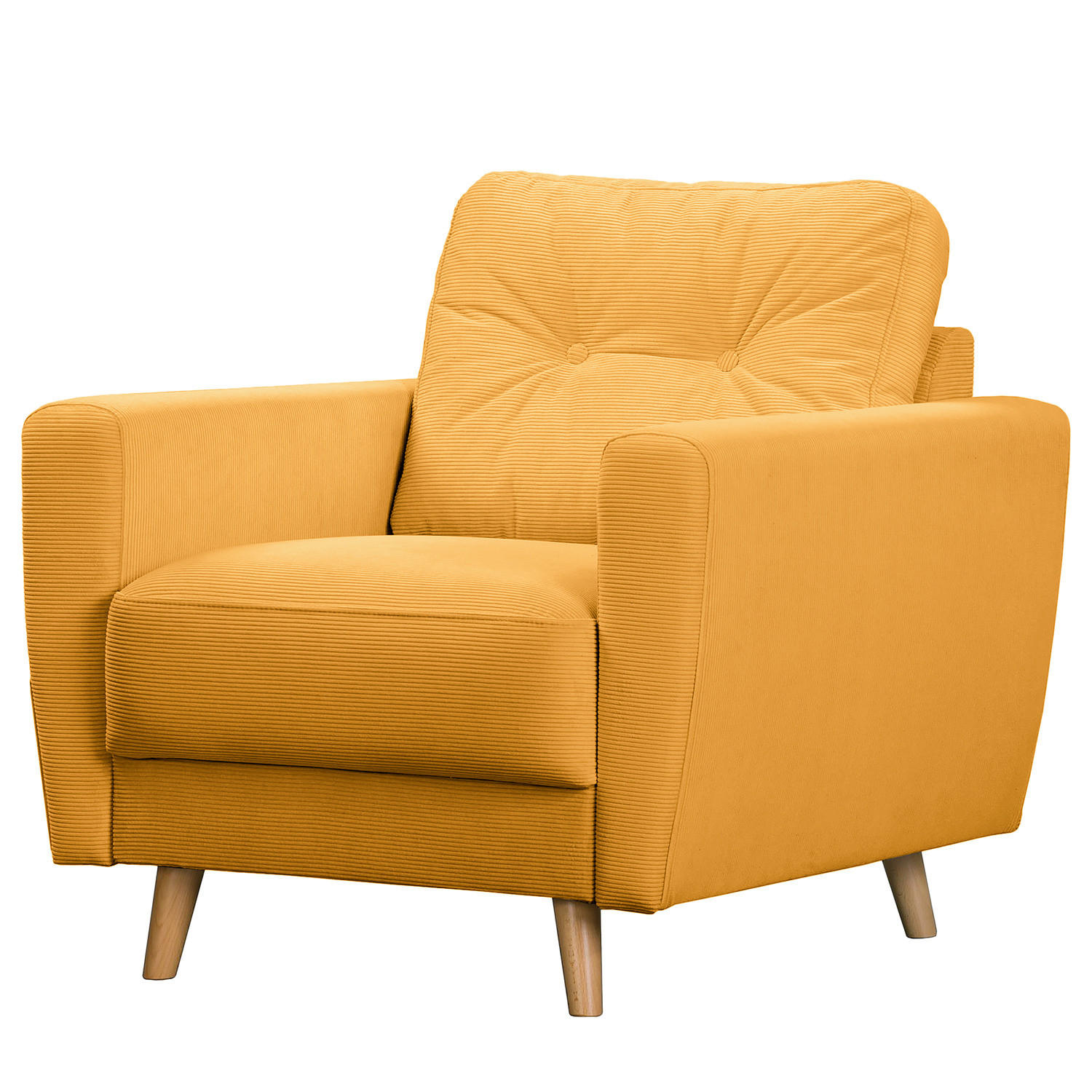SESSEL - Gelb/Braun, Holz/Textil (80/90/87cm) - home24
