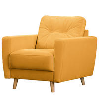 SESSEL - Gelb/Braun, Holz/Textil (80/90/87cm) - home24