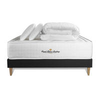 BETT Buckingham Memory-Schaum 140 x 190 cm h1 - Kit Bettgestell Schwarz - Mit Kissen und Bettdecke - Beige/Schwarz, Karton/Holz (140/190cm) - ROYAL PALACE BEDDING