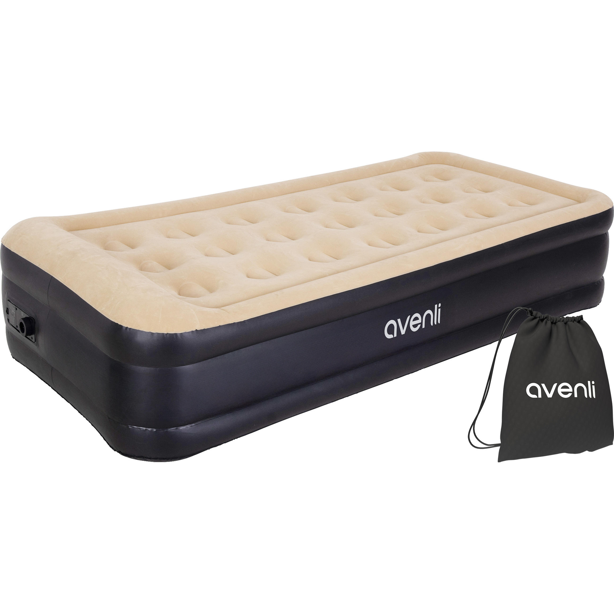 LUFTBETT Luftmatratze selbstaufblasend 196 x 97 x 47 cm mit integrierter Pumpe - Beige/Schwarz, Kunststoff (97/196cm) - Avenli