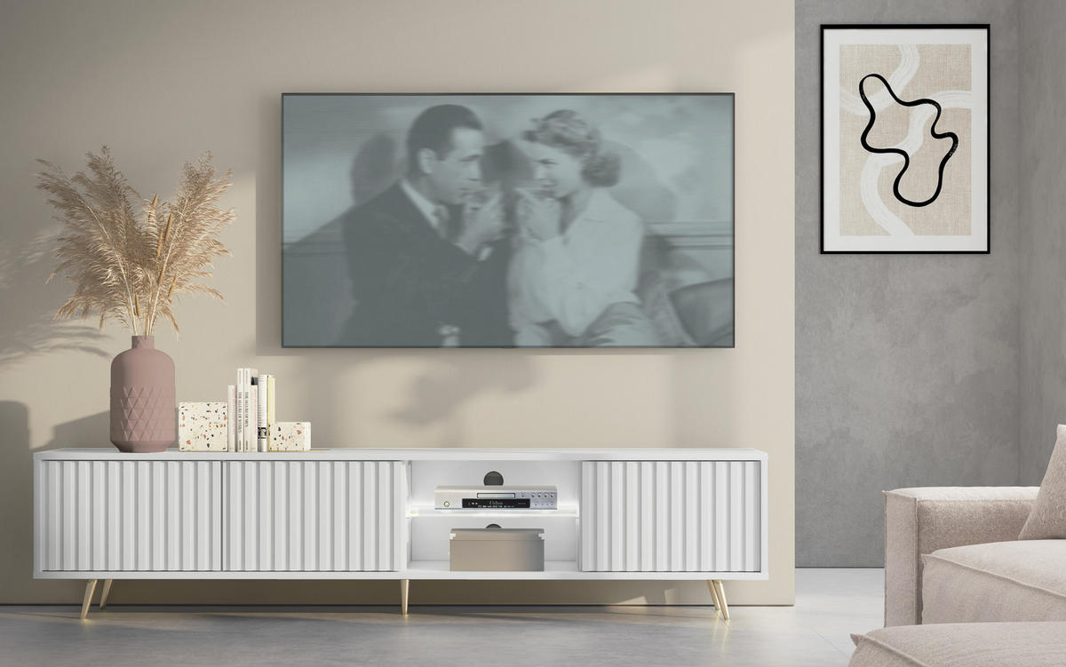 TV-SCHRANK Bello Weiß Gold 175 cm - Weiß, Holzwerkstoff (175/43.5/31.3cm) - Selsey