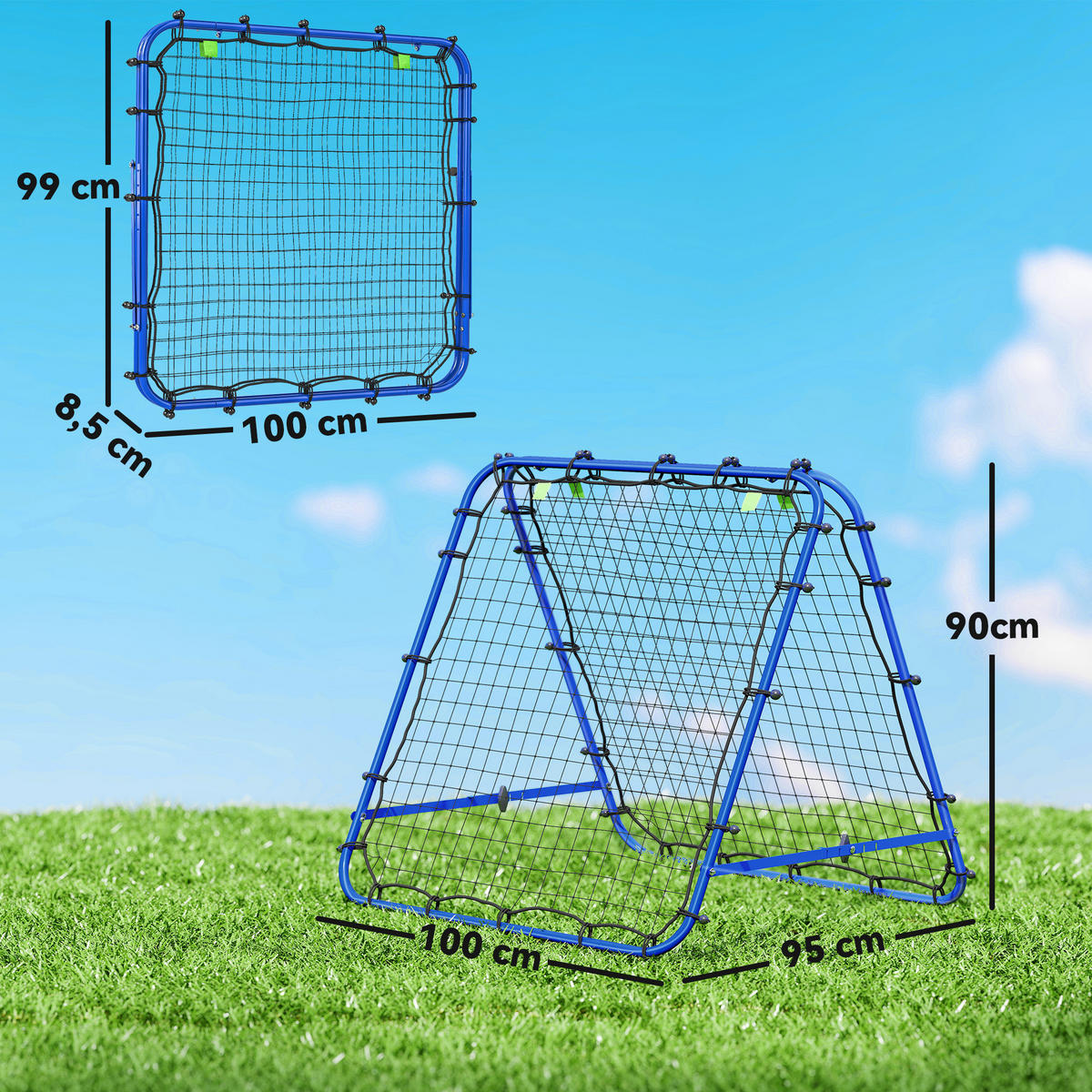 REBOUNDER für Fussball DE-10387 doppelseitig mit 5 Winkeln Blau - Blau, Metall (95/100cm) - ComfortXL