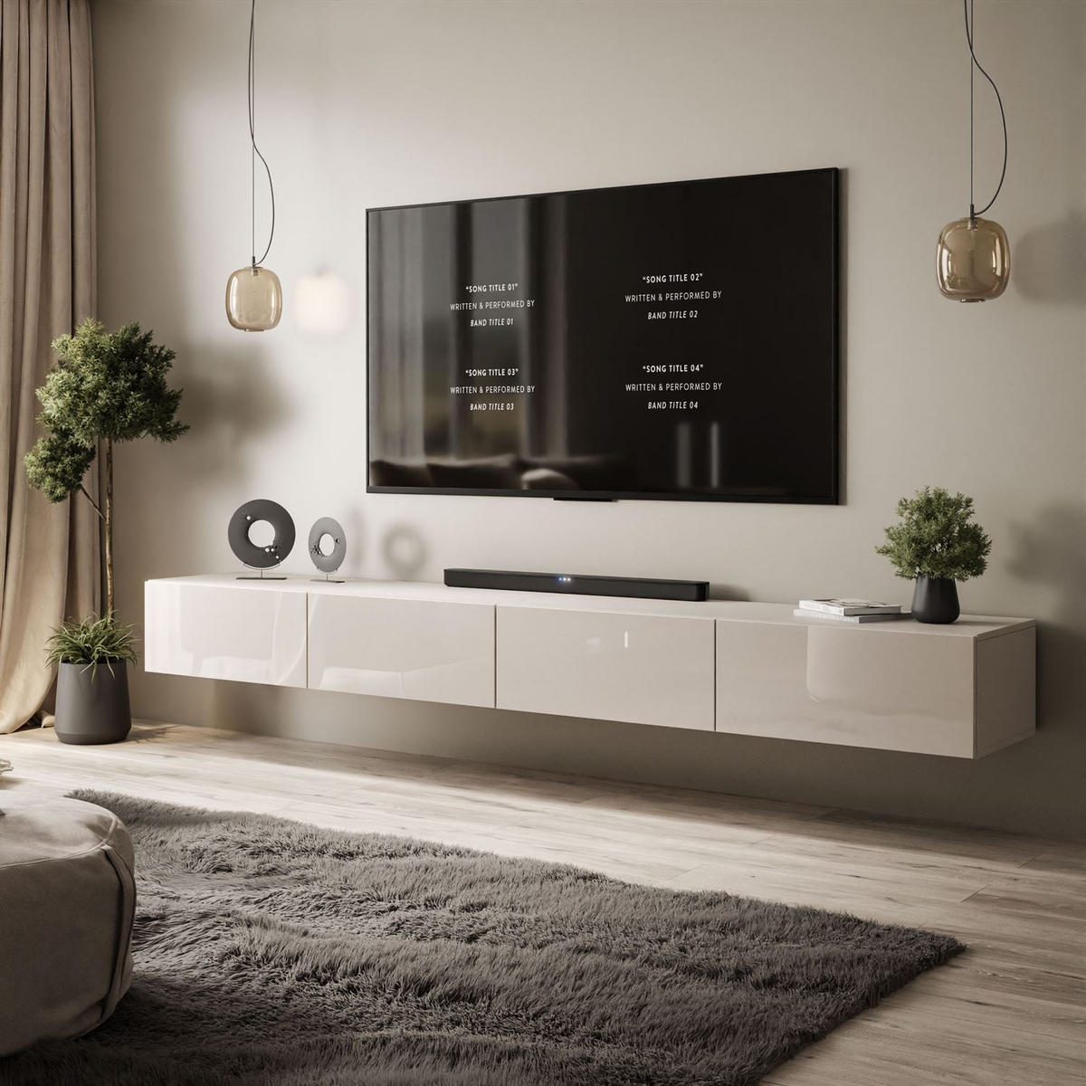 TV-SCHRANK CARMEN 250 hängend - Kaschmir, Holzwerkstoff (250/27/40cm) - Lookway