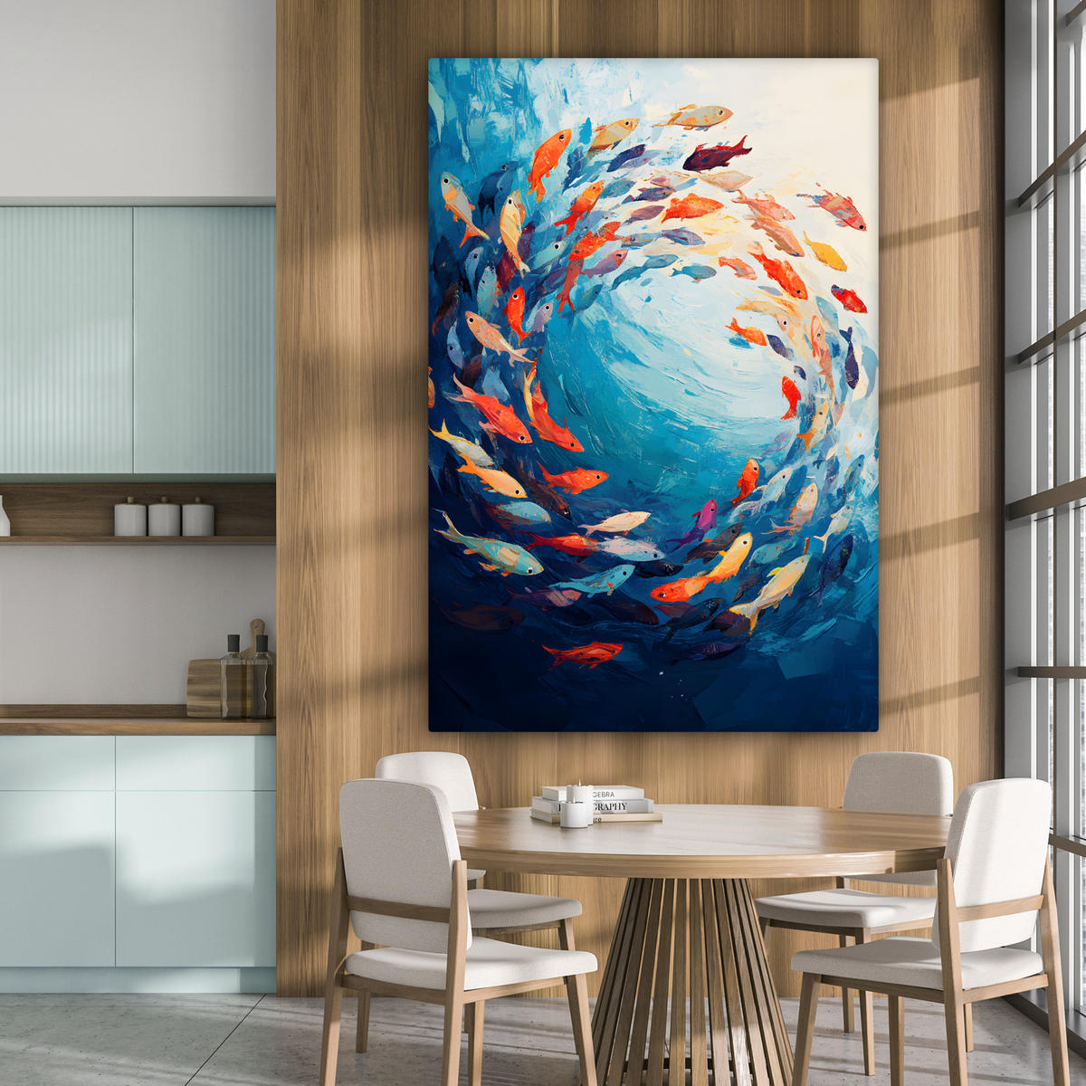 LEINWANDBILD Meer - Fische - Bunt - Dynamisch 90x140 cm - Hellblau, Textil (90/140cm) - MuchoWow