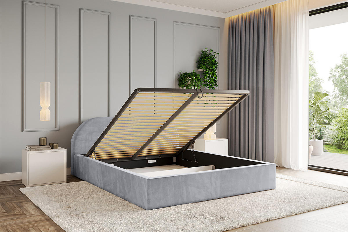 POLSTERBETT mit Bettkasten und Lattenrost, Bett mit Matratze H3/H4 - TIVON-V1 180x200 Hellgrau - Hellgrau, Holzwerkstoff/Textil (180/200cm) - ALTDECOR