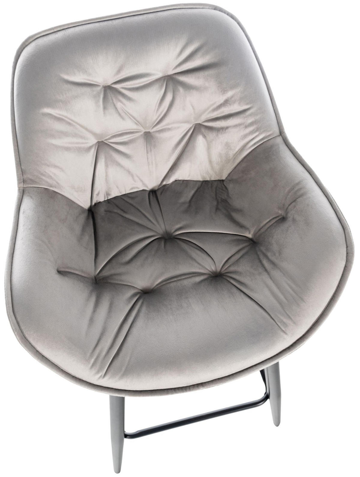 BARHOCKER Samt grau - Schwarz/Grau, Textil/Metall (54/103/57.5cm) - CLP