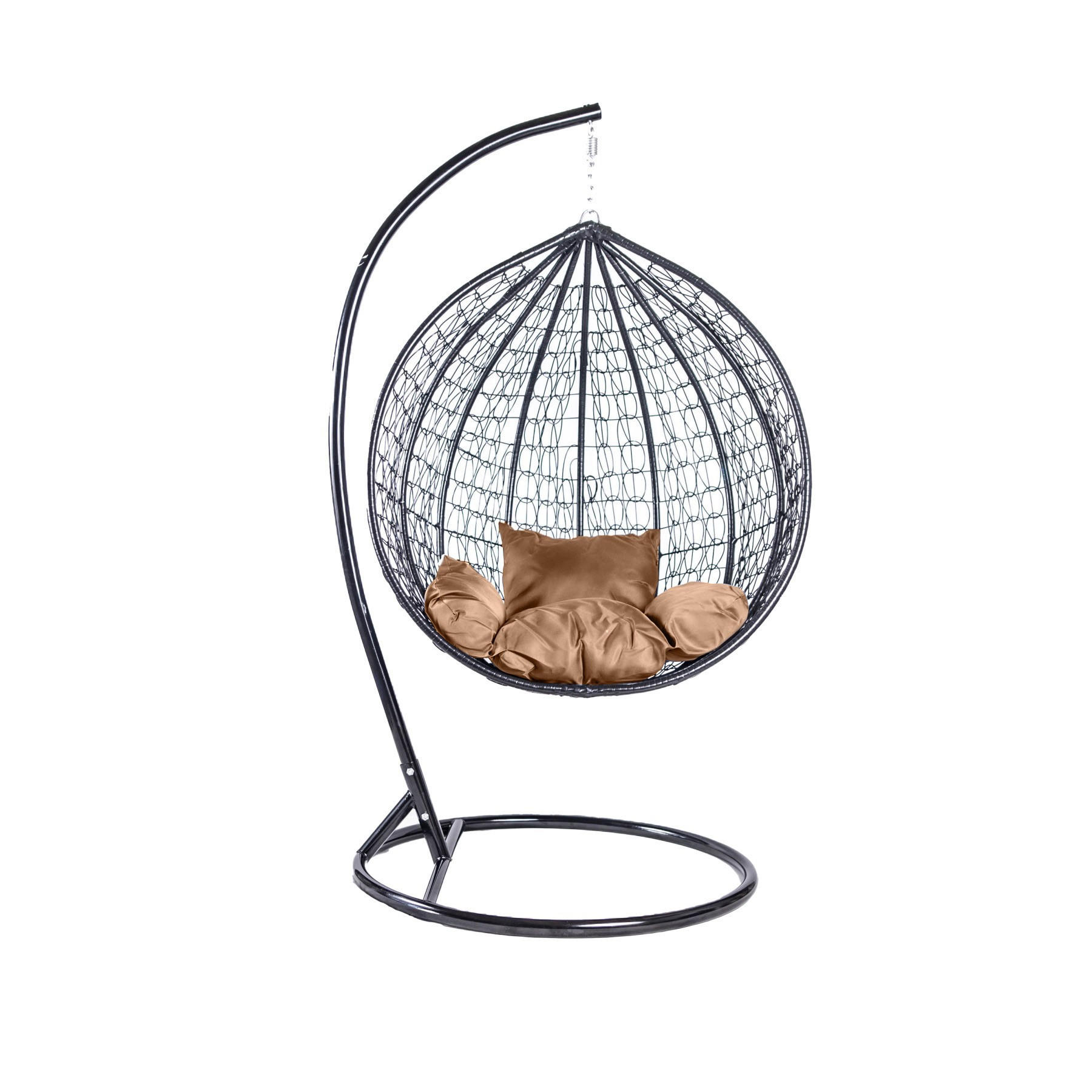 HÄNGESESSEL Cobe Schwarz, Braun Kissen, Garten Hängesessel Kokon aus Technorattan - Schwarz/Braun, Kunststoff/Metall (107/198/68cm) - Bettso