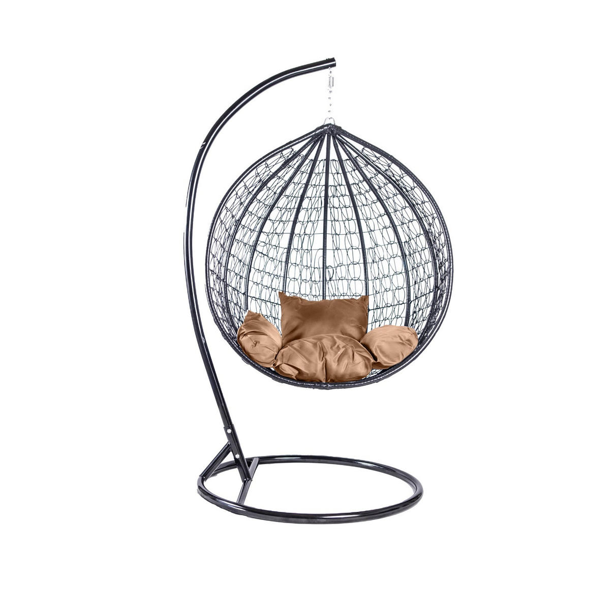 HÄNGESESSEL Cobe Schwarz, Braun Kissen, Garten Hängesessel Kokon aus Technorattan - Schwarz/Braun, Kunststoff/Metall (107/198/68cm) - Bettso