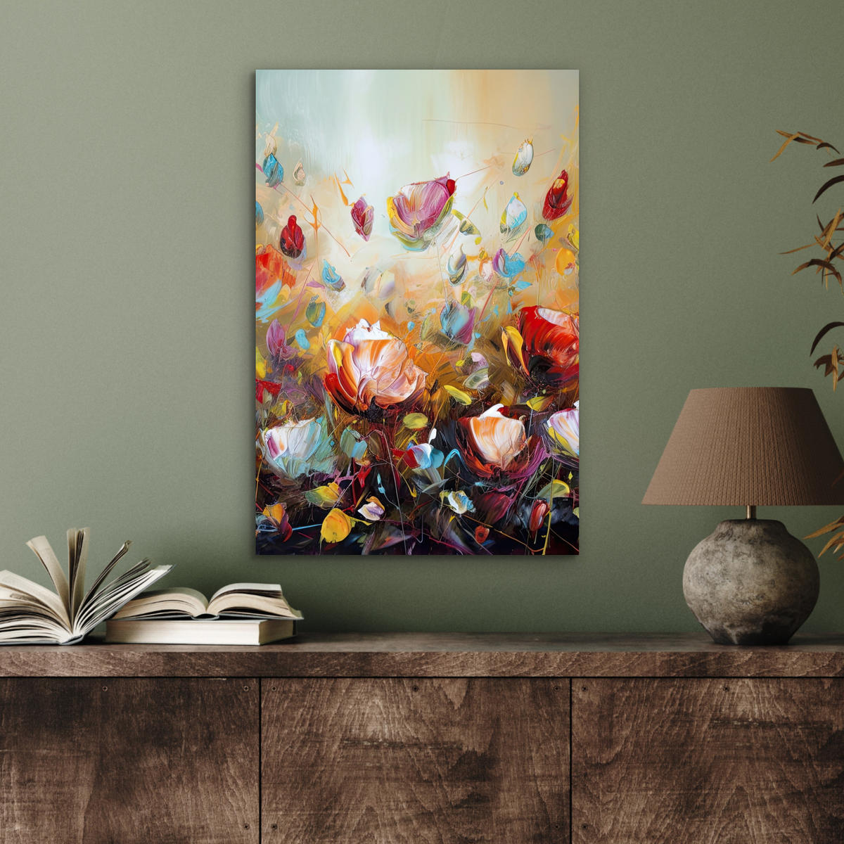METALLBILD Blumen - Kunst - Natur - Ölgemälde 40x60 cm - Multicolor, Metall (40/60cm) - MuchoWow