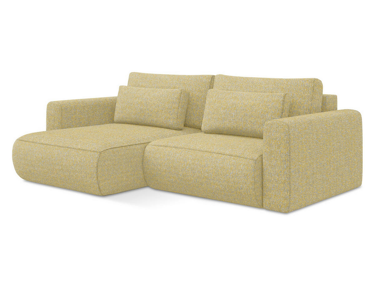 ECKSOFA mit Schlaffunktion Strukturstoff Stoff Gelb - Currygelb/Gelb, Kunststoff/Textil (149/240cm) - Makamii