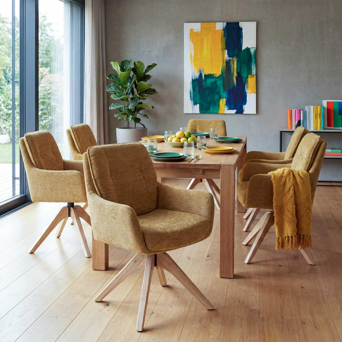 JÍDELNÍ ŽIDLE Hořčičně žlutá, sada 6 kusů - žlutá, textil (60/88/65cm) - MCW