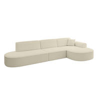 ECKSOFA Ottomane Rechts MARI-L2 - 317x163x73,5 cm Beige Bouclé - Beige/Schwarz, Holzwerkstoff/Kunststoff (317/163cm) - ALTDECOR