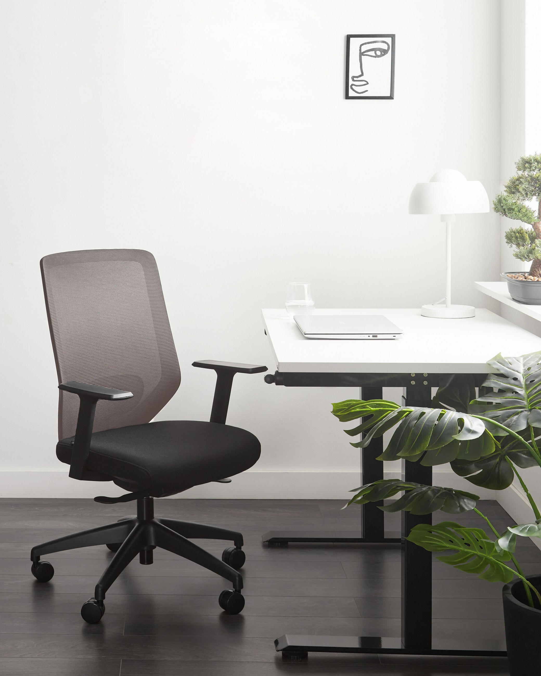 BÜROSTUHL Taupe Virtuoso - Beige/Schwarz, Textil (53/97/53cm) - Beliani