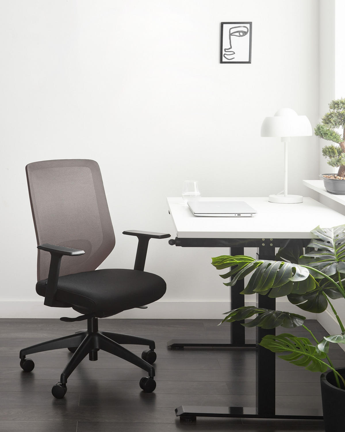 BÜROSTUHL Taupe Virtuoso - Beige/Schwarz, Textil (53/97/53cm) - Beliani