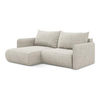 ECKSOFA mit Schlaffunktion Chenille Stoff Grau - Silberfarben/Schwarz, Kunststoff/Textil (148/207cm) - Makamii