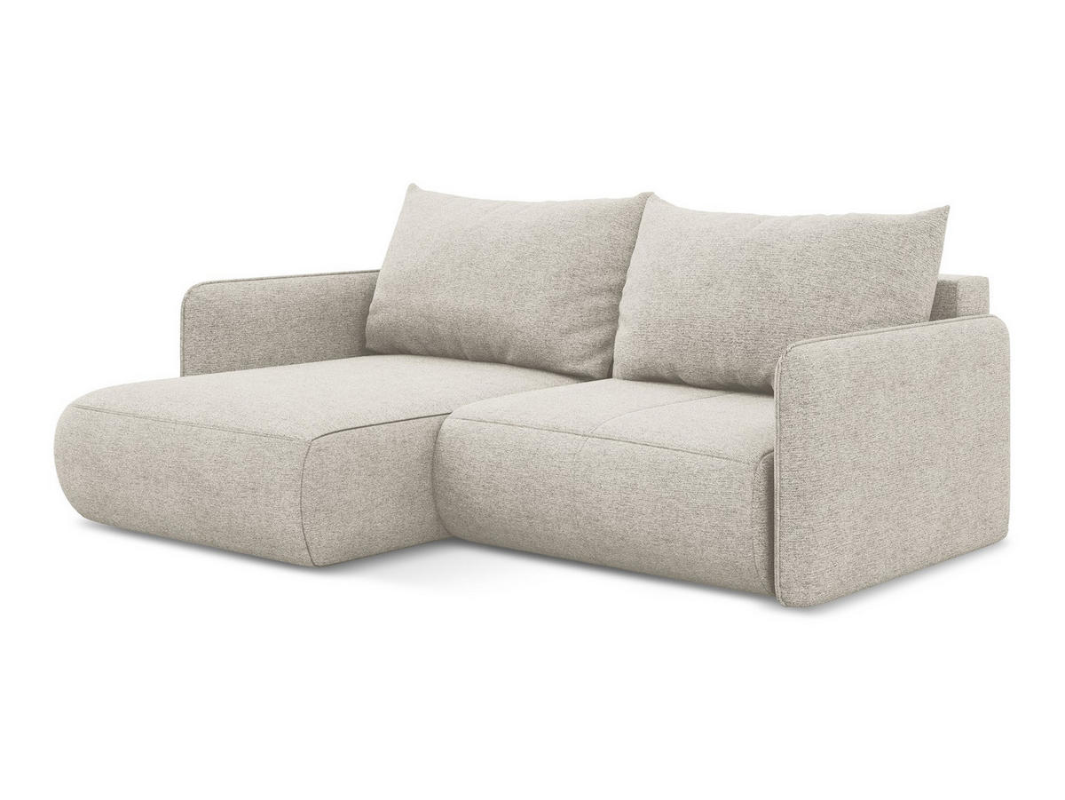 ECKSOFA mit Schlaffunktion Chenille Stoff Grau - Silberfarben/Schwarz, Kunststoff/Textil (148/207cm) - Makamii