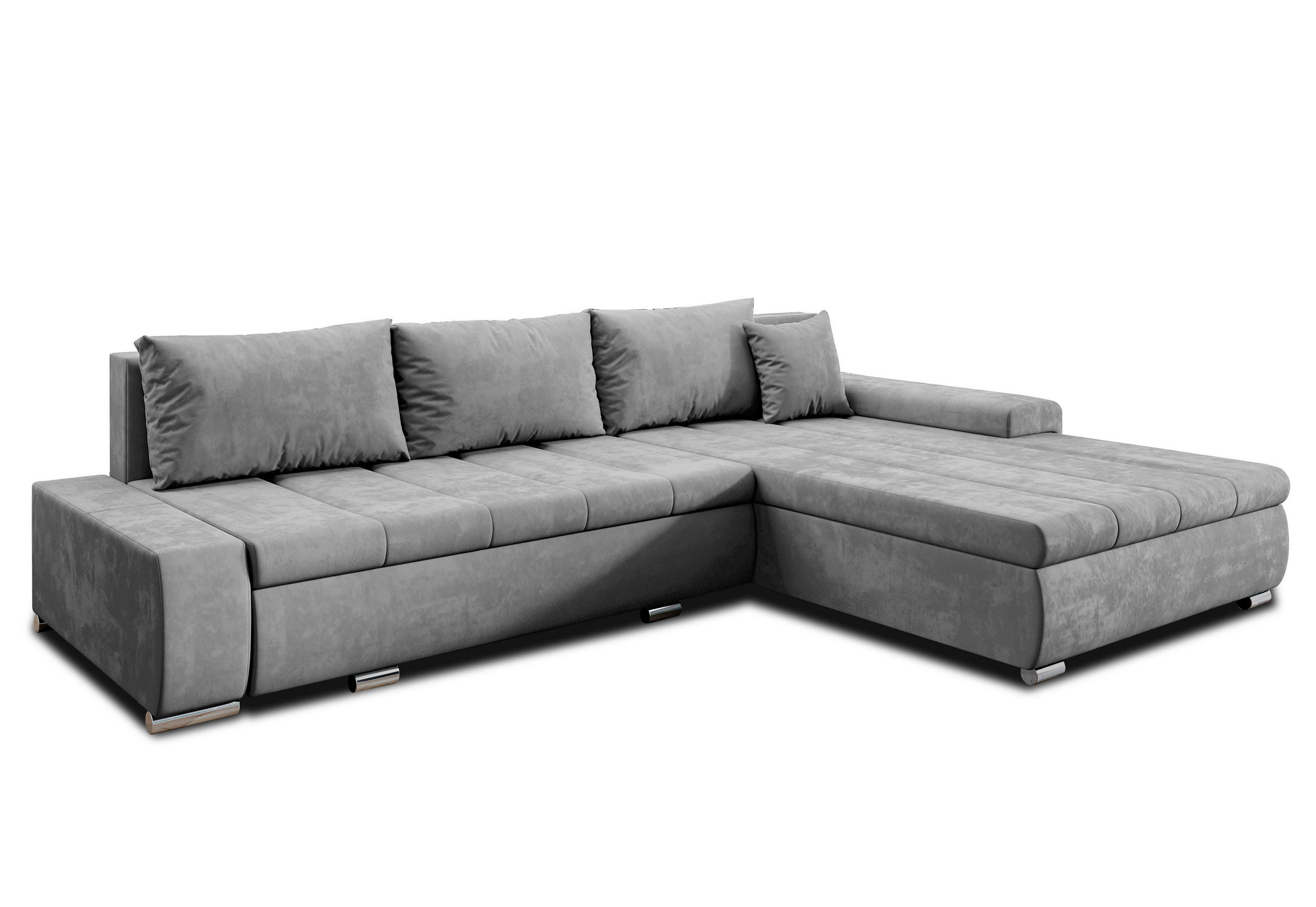 ECKSOFA L Form Tunceli Grau 297/210/85 cm – modernes Sofa fürs Wohnzimmer - Silberfarben/Hellgrau, Textil/Metall (297/210cm) - AX Living