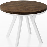 ESSTISCH Lume Weiß runder ausziehbarer, Lefkas Eiche 100-150/100/76 cm - Alteiche/Braun, Holz/Holzwerkstoff (100/150/76cm) - WFL GROUP