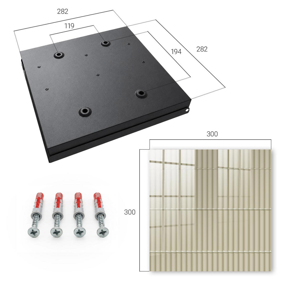 SCHLÜSSELBOX Schwarz 30x30 cm- Türöffnung nach rechts - Beige Streifen - Beige, Metall (30/30/5cm) - TULUP