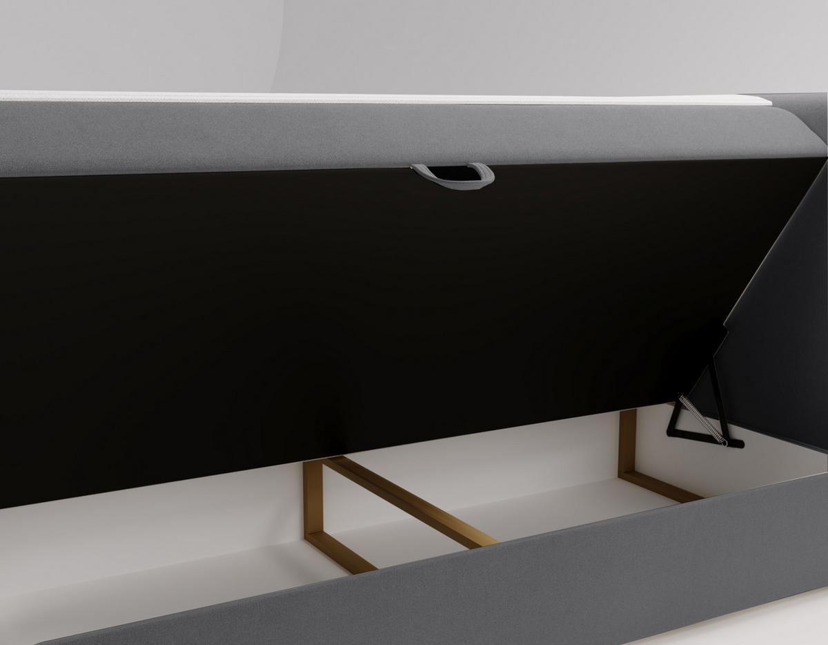 BOXBETT Berg Mit Matratze, Stoff Komodo Grau 120x200 cm - Grau, Holz (120/200cm) - Kaiser Möbel