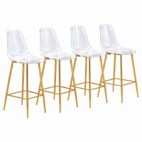 BARHOCKER 4er-Set transparent mit Metallgestell Gold - Goldfarben, Metall (45/102/51.2cm) - Meubliv